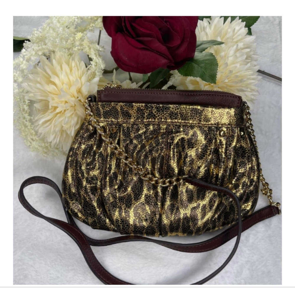 B Markowsky Leopard Gold Crossbody Small Handbag